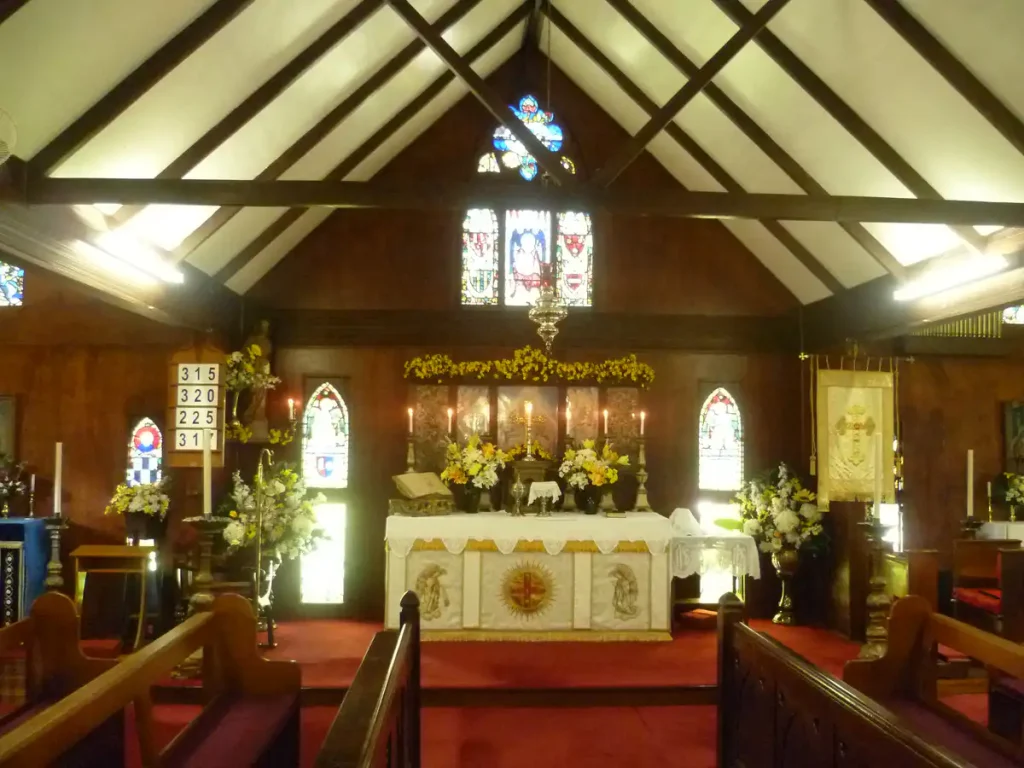 The Abbey Church interior decorated for Easter worship