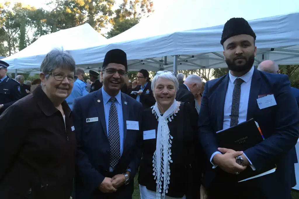 Attendees from many faith communities together in the Abbey Church gardens, home of the interfaith dialogue centre in Caboolture